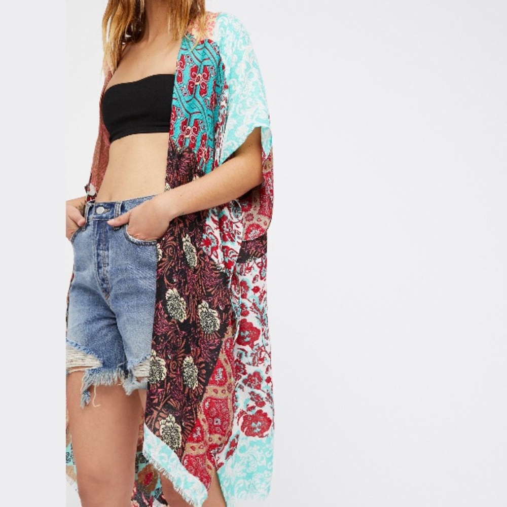 Patchwork KIMONO Duster Voodoo Child Coverup Boho - Picture 2 of 3